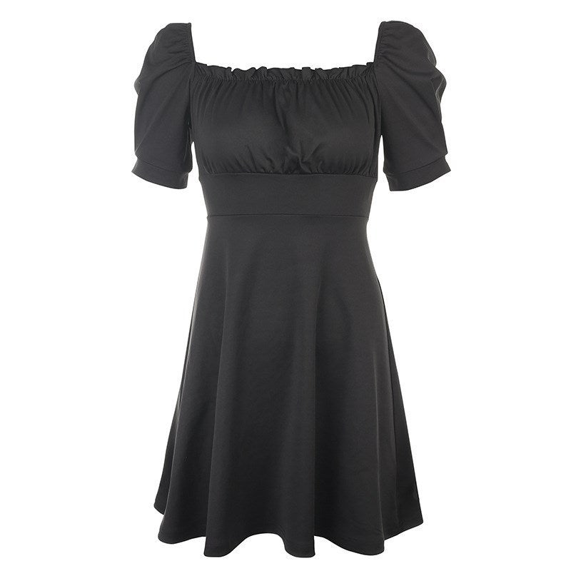 Robe femme à manches courtes bulle avec bretelles dos élégantes - Style tendance
