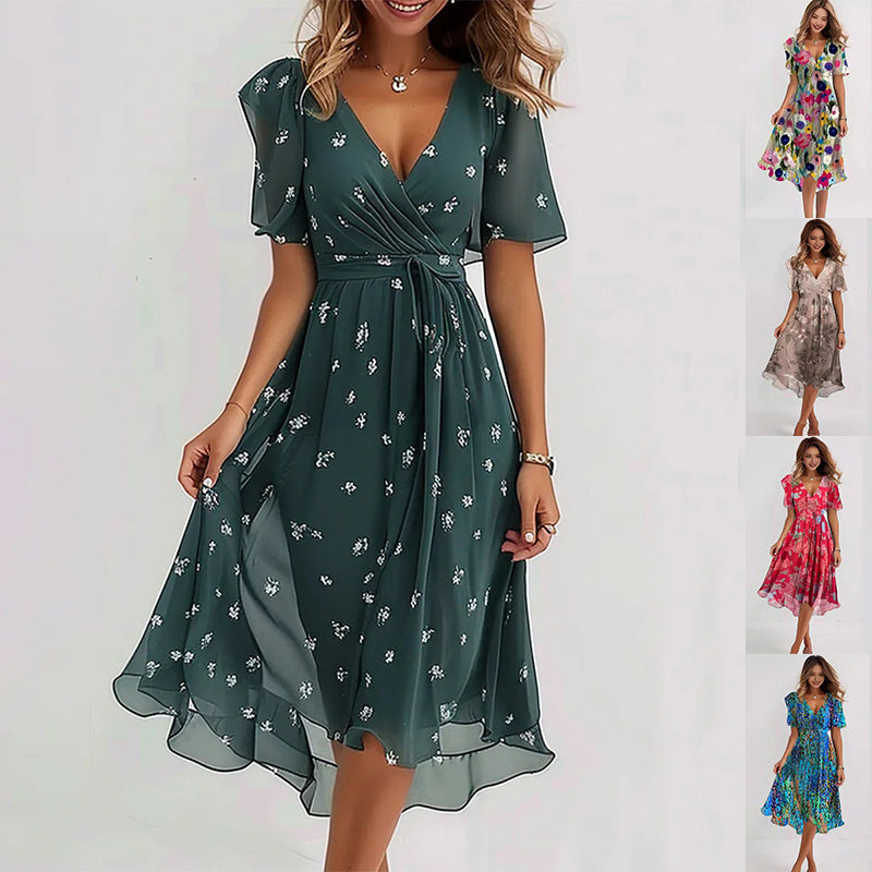 Robe d’Été en Chiffon Imprimé – Élégance Légère & Style Féminin 🌿✨