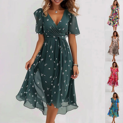 Robe d’Été en Chiffon Imprimé – Élégance Légère & Style Féminin 🌿✨