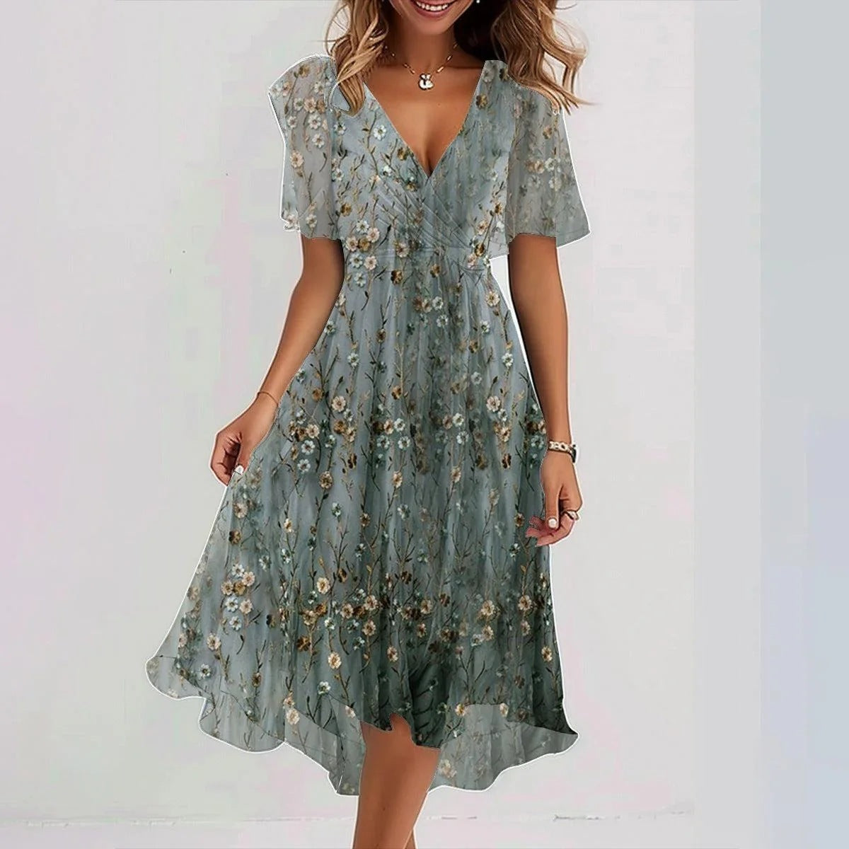 Robe d’Été en Chiffon Imprimé – Élégance Légère & Style Féminin 🌿✨