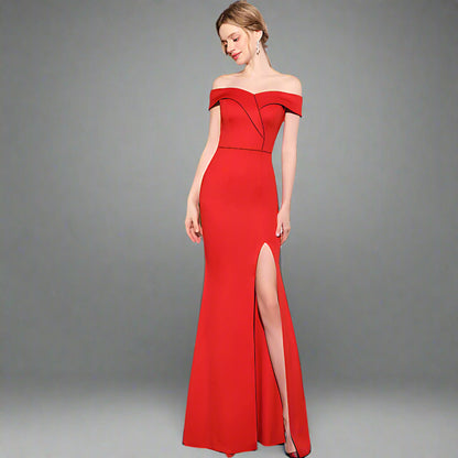 Robe Longue Sirène Off-Shoulder – Élégance & Raffinement pour Soirée ✨
