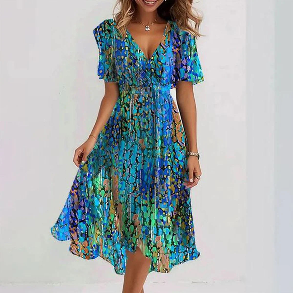Robe d’Été en Chiffon Imprimé – Élégance Légère & Style Féminin 🌿✨