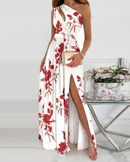 Robe Longue Asymétrique à Épaule Dénudée – Dégradé Élégant & Style Plissé ✨