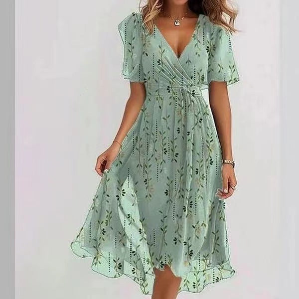 Robe d’Été en Chiffon Imprimé – Élégance Légère & Style Féminin 🌿✨