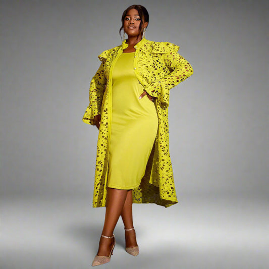Manteau en dentelle, demi-col roulé, cardigan, sous-vêtement, robe