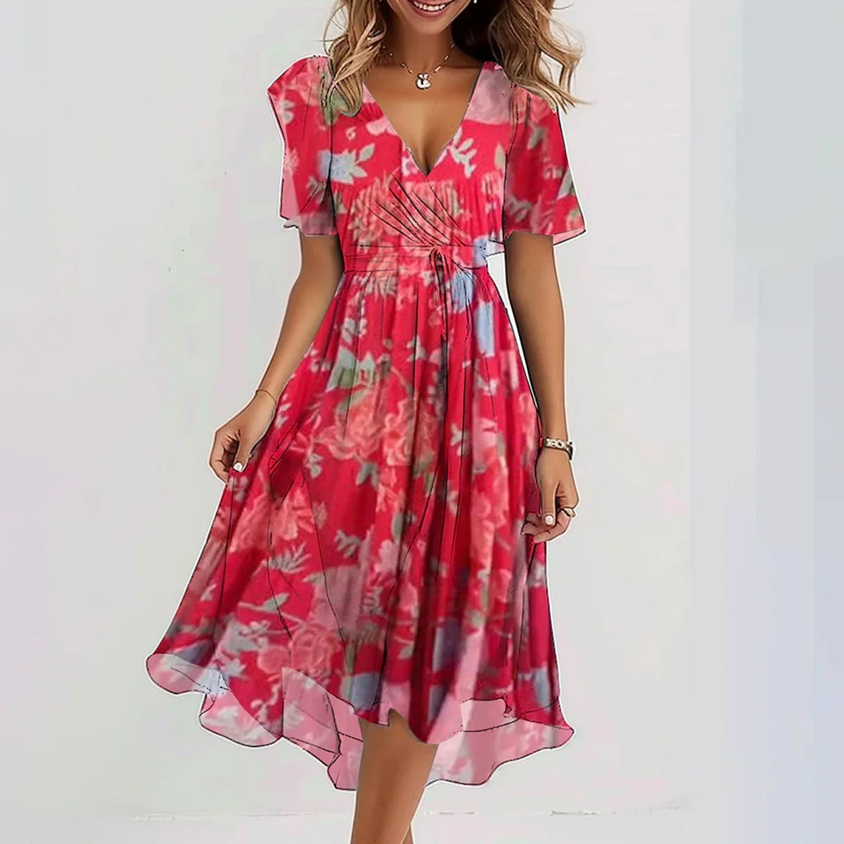 Robe d’Été en Chiffon Imprimé – Élégance Légère & Style Féminin 🌿✨