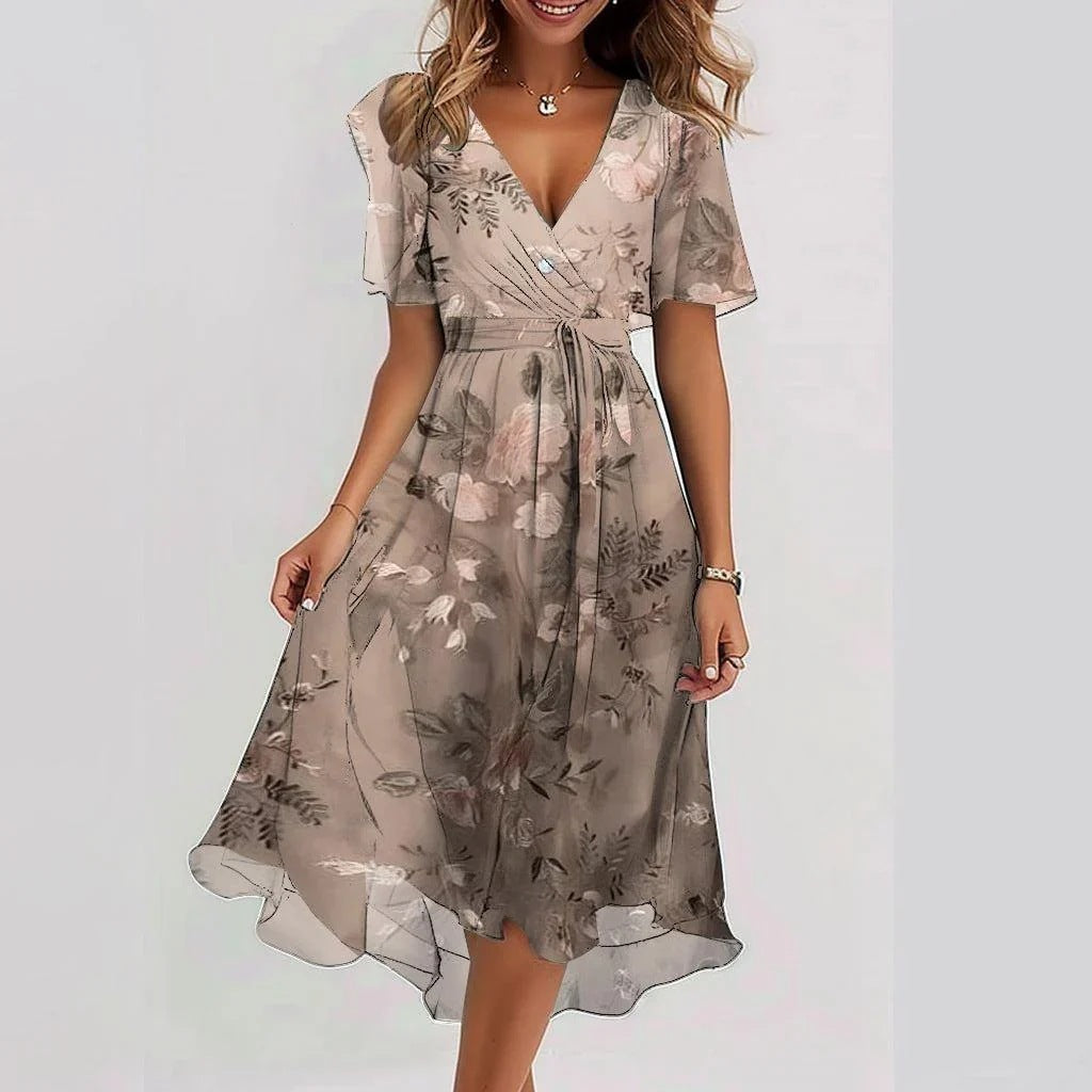 Robe d’Été en Chiffon Imprimé – Élégance Légère & Style Féminin 🌿✨