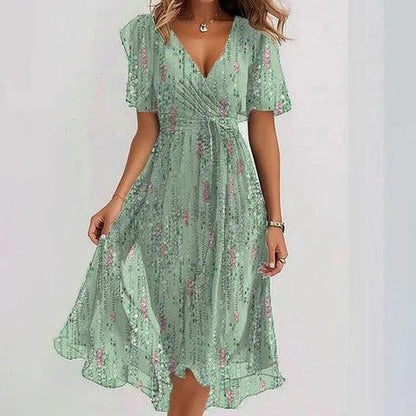Robe d’Été en Chiffon Imprimé – Élégance Légère & Style Féminin 🌿✨