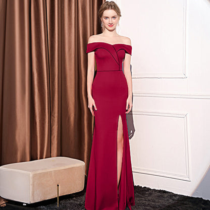 Robe Longue Sirène Off-Shoulder – Élégance & Raffinement pour Soirée ✨