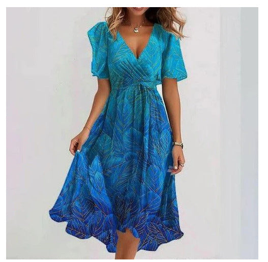 Robe d’Été en Chiffon Imprimé – Élégance Légère & Style Féminin 🌿✨